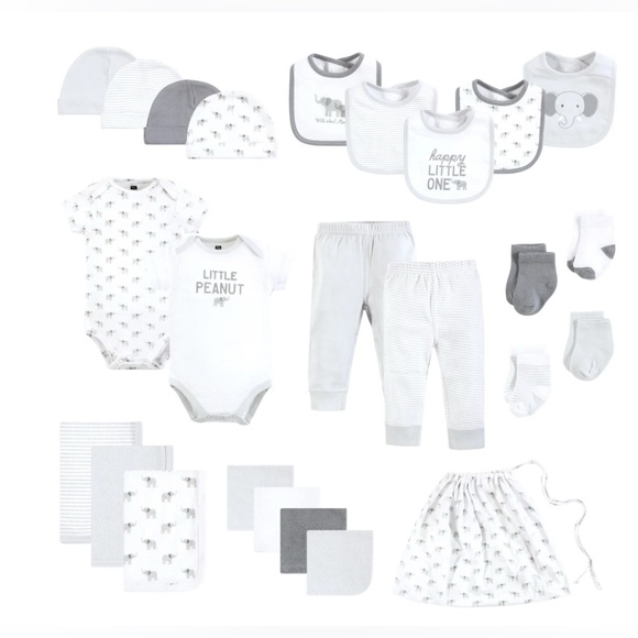 Hudson Baby Gender Neutral 25 Piece Happy Little Elephant Baby Shower Gift Set - Picture 1 of 8
